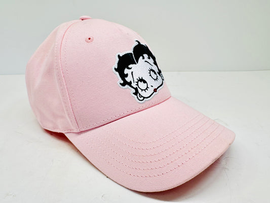 Betty Boop Stitched Graphic Hat | Strap Back | Vintage 2000s Cartoon Pink Cap |