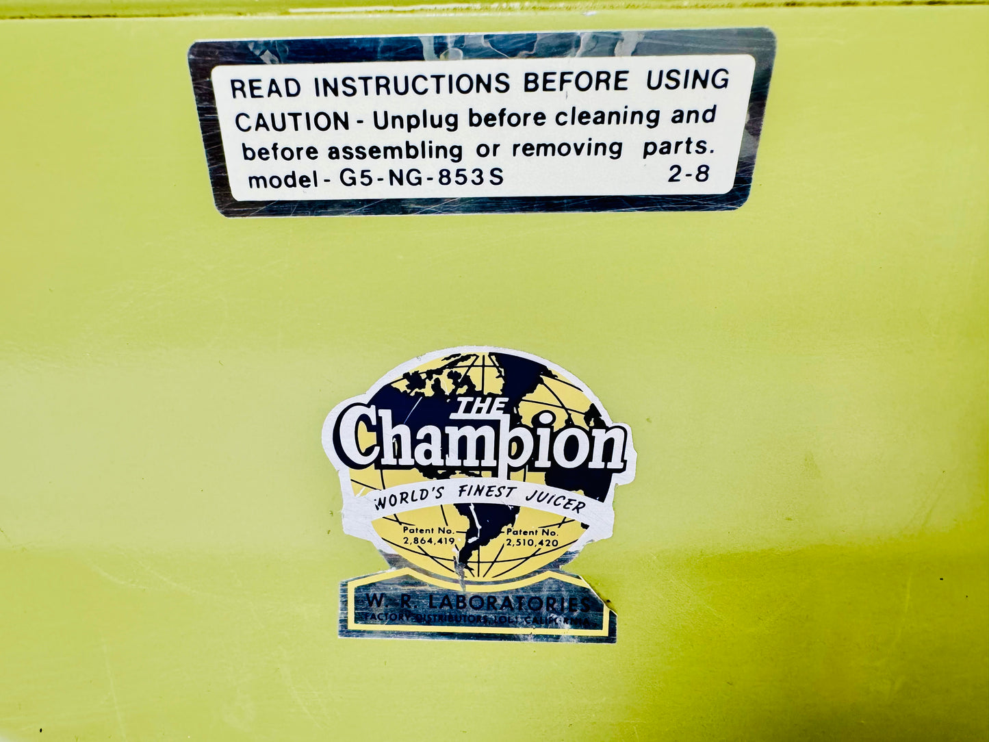 Champion Juicer G5-NG-853S World’s Finest Heavy Duty Masticating Juicer Green