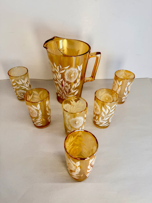 Jeannette Glass Sunflowers Pitcher