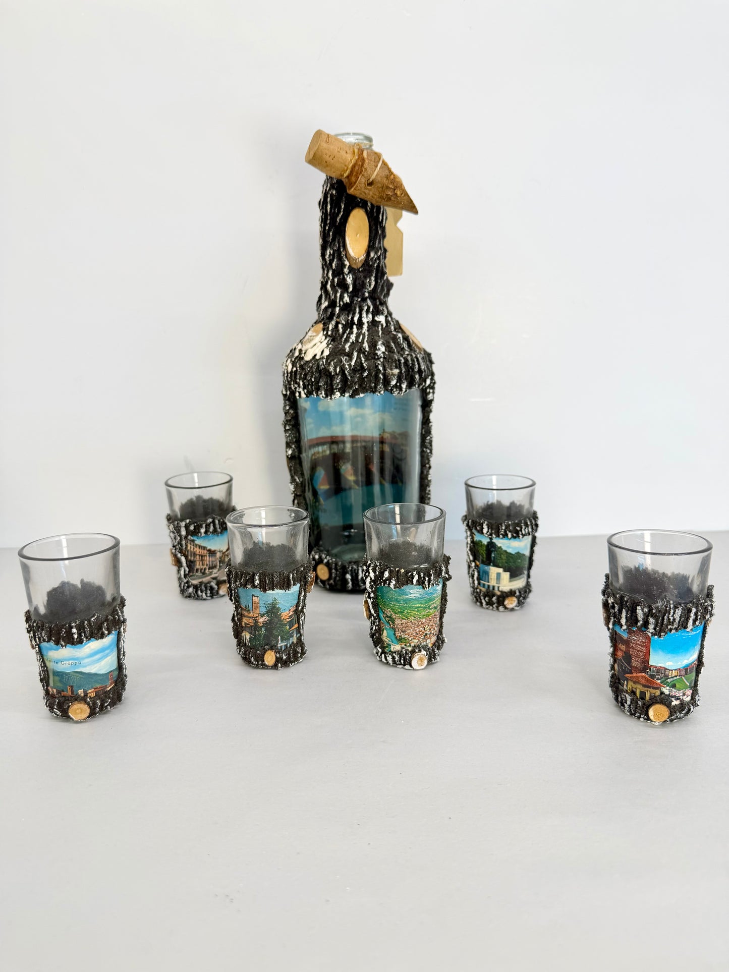 Arcoroc Italian Decanter & Glass Set Tree Bark