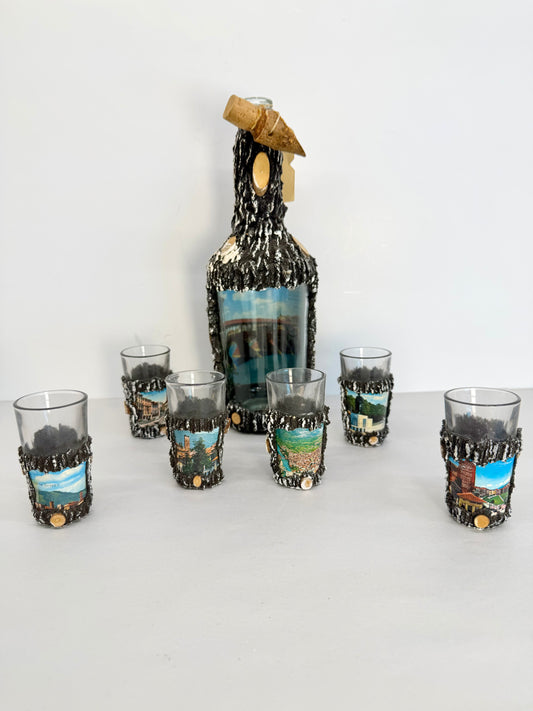 Arcoroc Italian Decanter & Glass Set Tree Bark