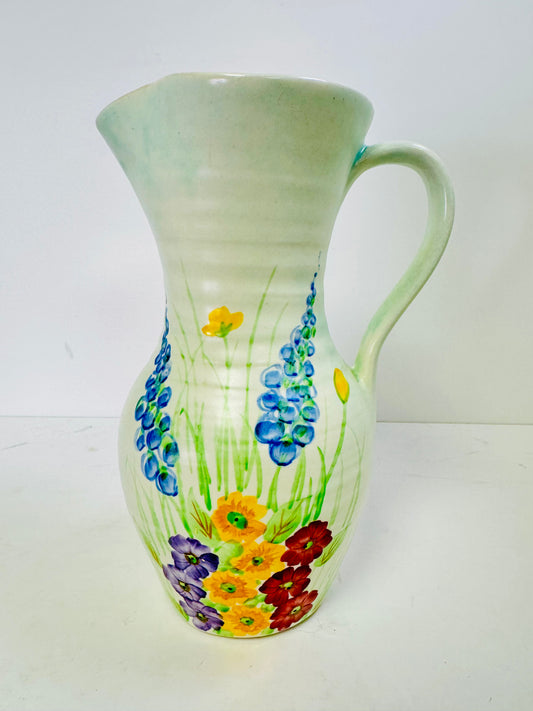 Vintage E. Radford hand painted pottery jug 1940, England