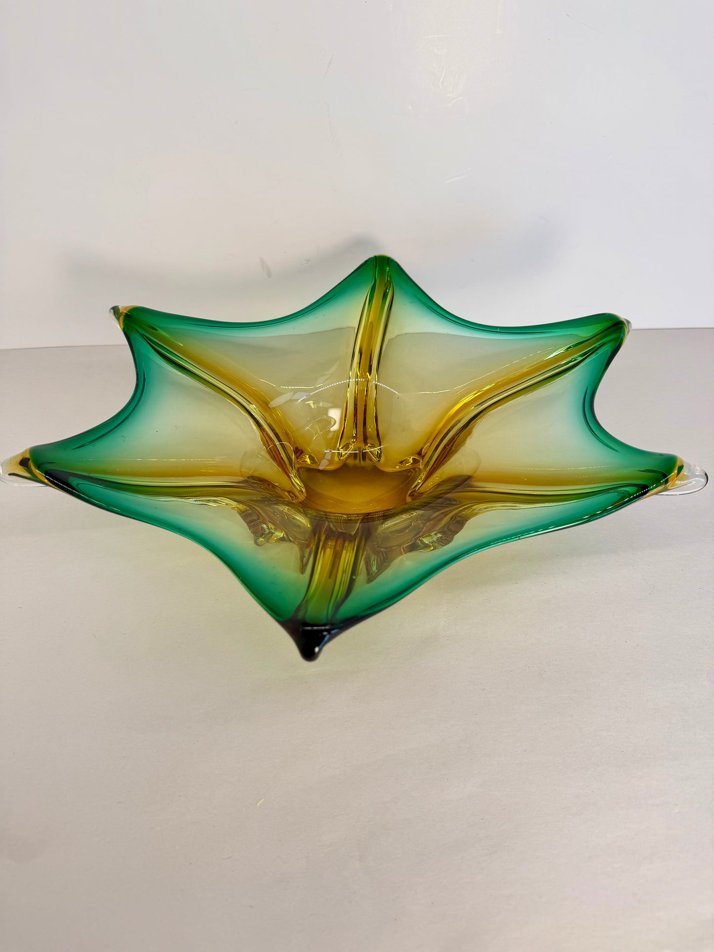 Art Glass Yellow Green Bowl