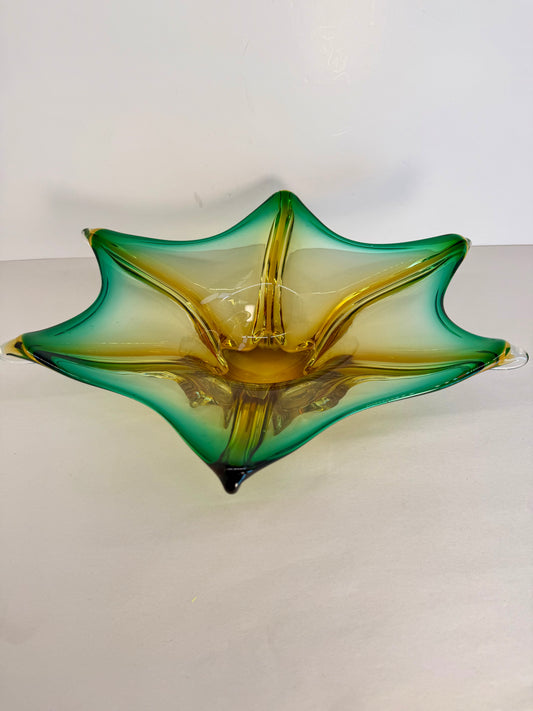Art Glass Yellow Green Bowl