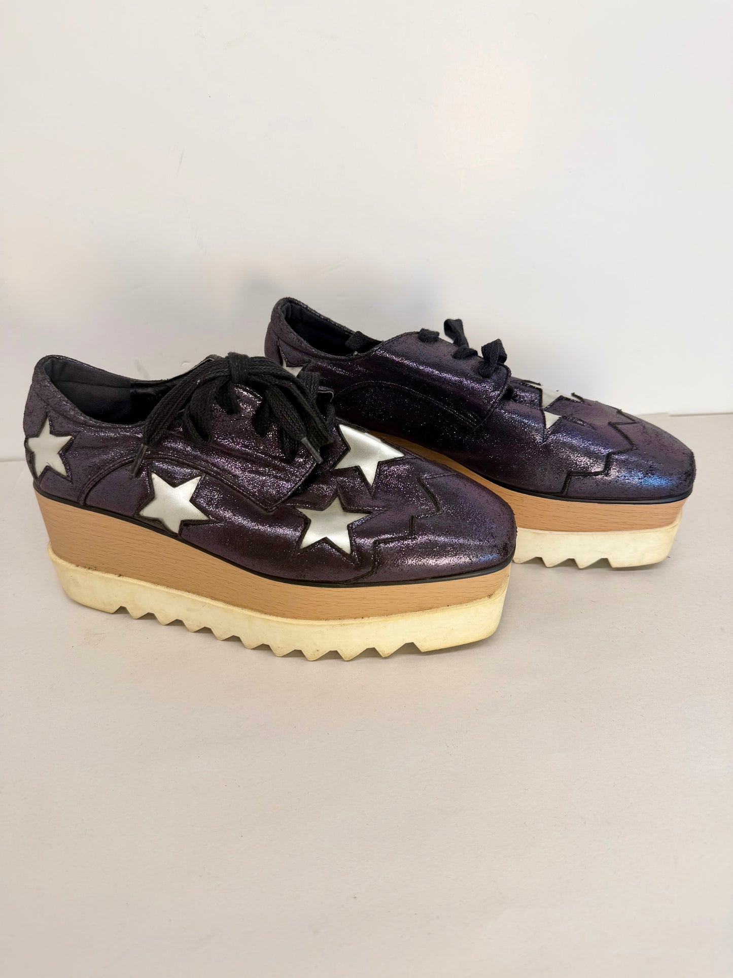 Purple White Star Derby Shoes