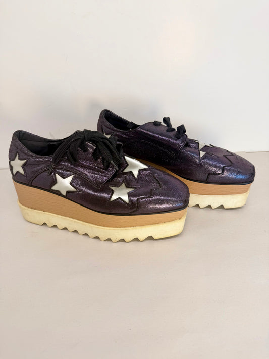 Purple White Star Derby Shoes