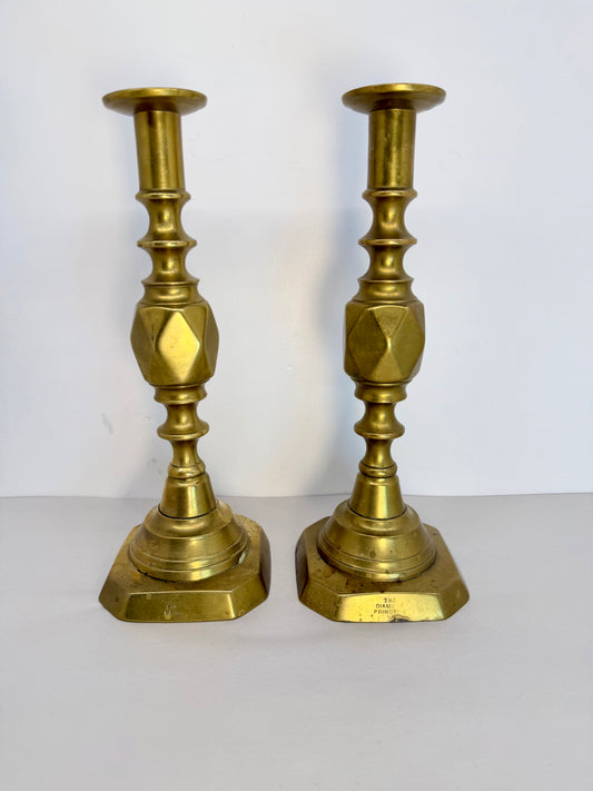 Vintage brass candlestick holders set