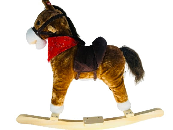 Qaba Plush Rocking Horse Riding Toy with Moving Tail and Sound