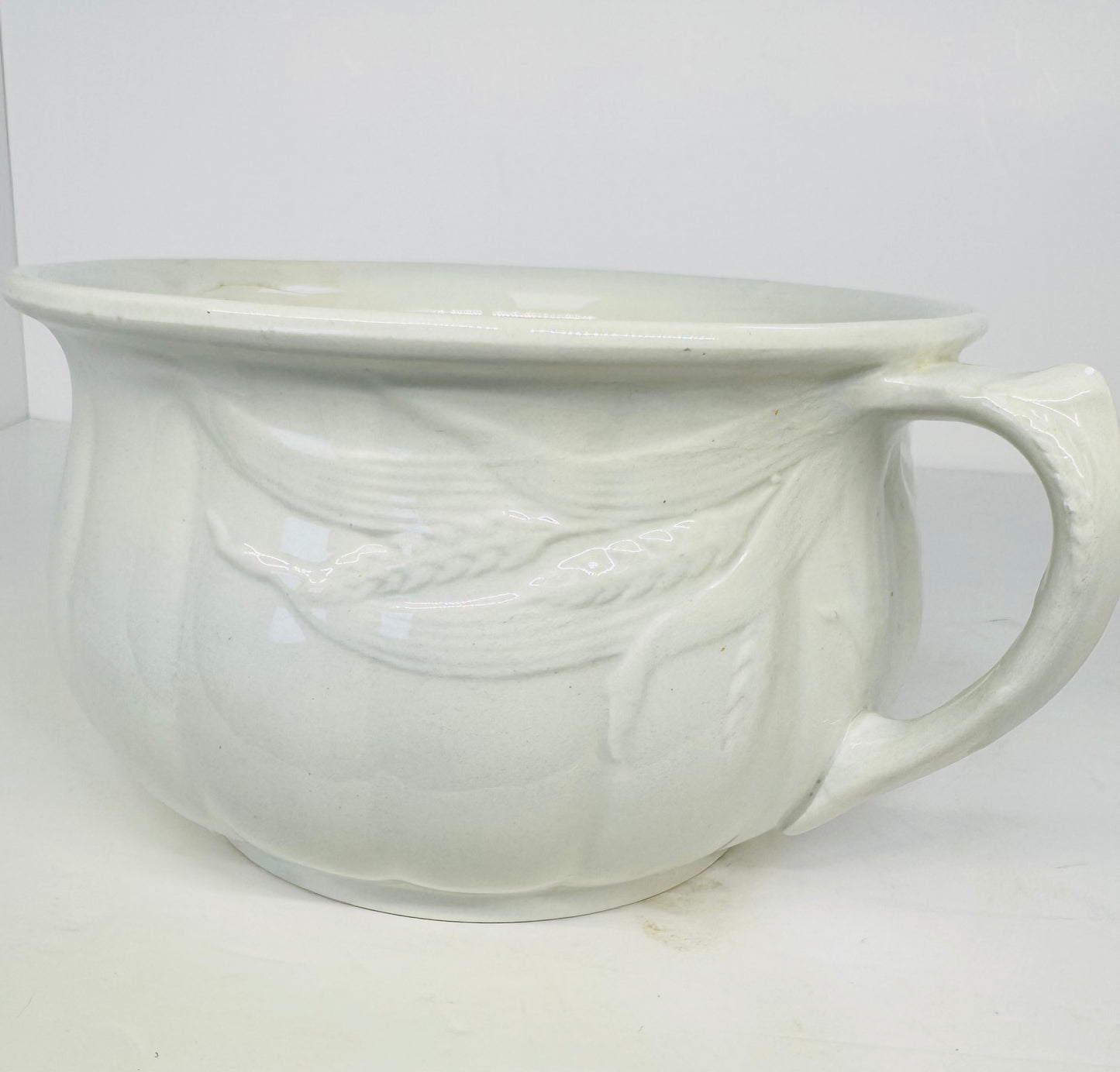 Antique English Off-White Ironstone Chamber Pot by Baker & Co England
