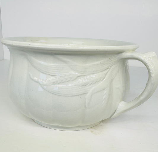 Antique English Off-White Ironstone Chamber Pot by Baker & Co England