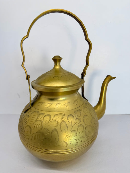 Vintage Hand Chased Brass Teapot