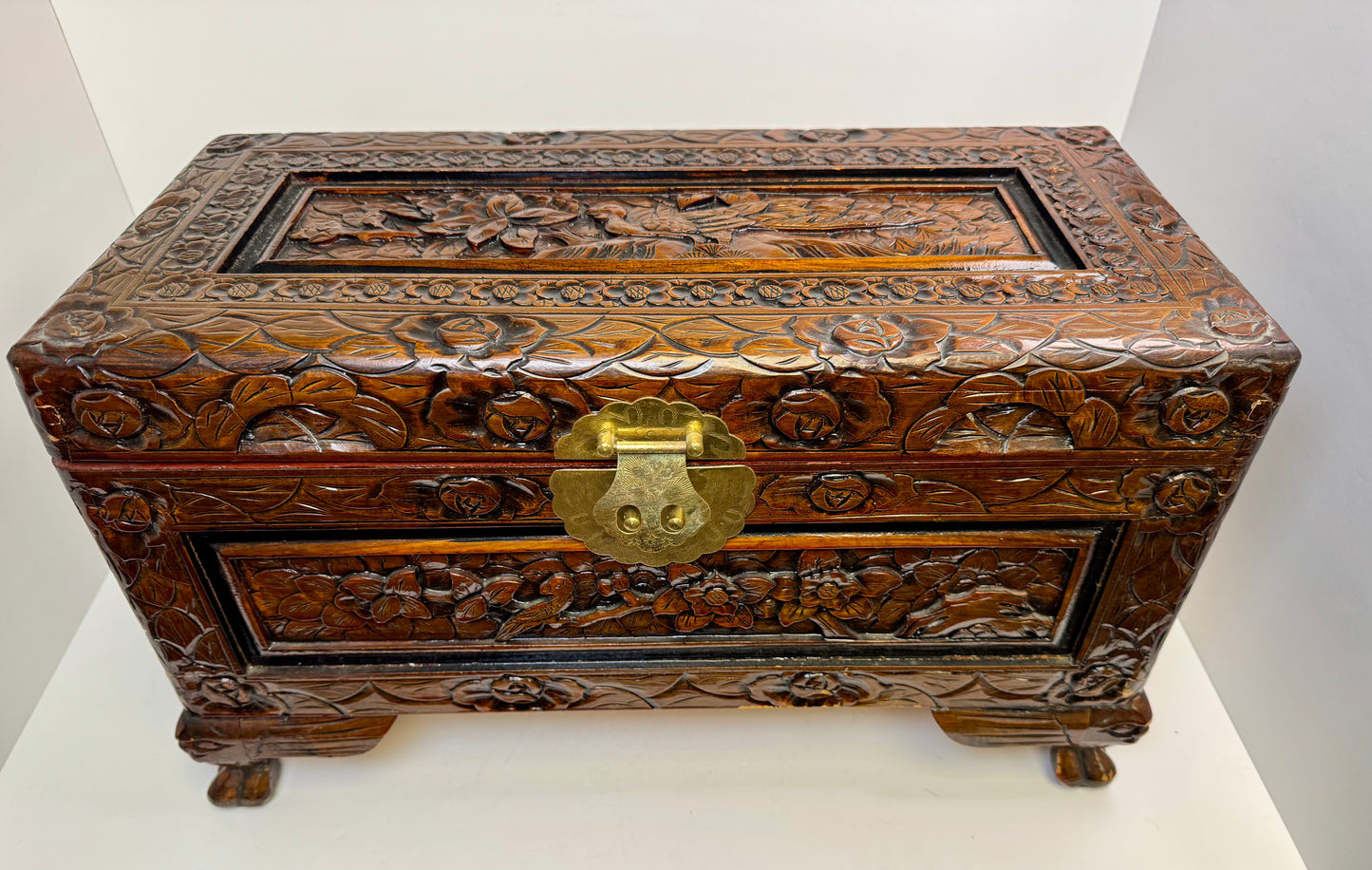 Oriental Carved Wood Chest