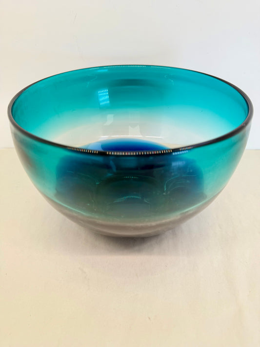 Turquoise Blue Aqua Clear Glass Bowl