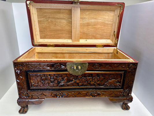 Oriental Carved Wood Chest