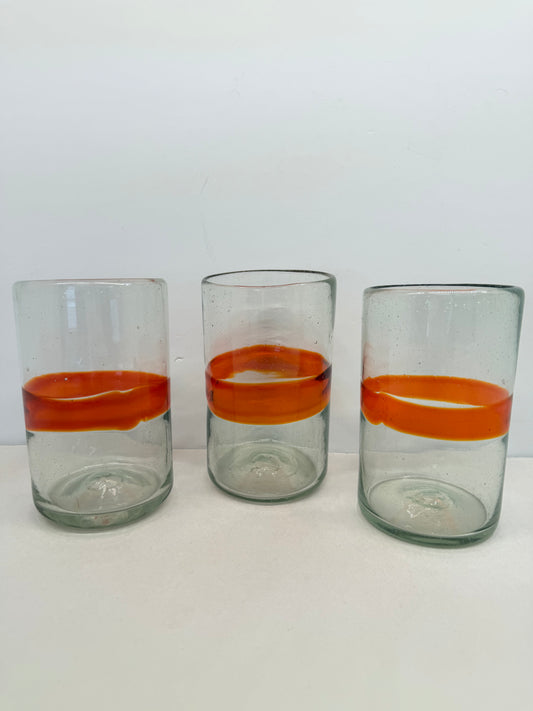 Set Of 3 Hand Blown Drinking Glasses