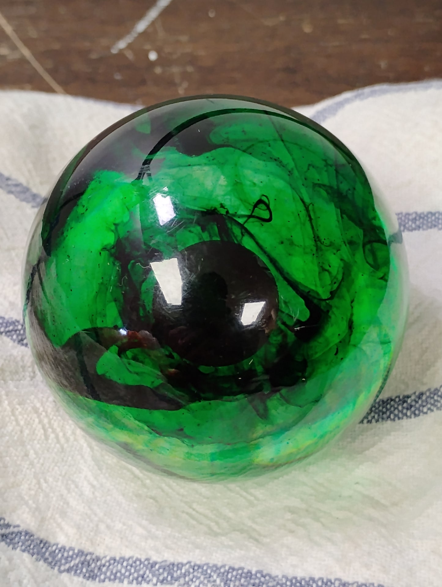 Green Inky Swirl Glass Marble