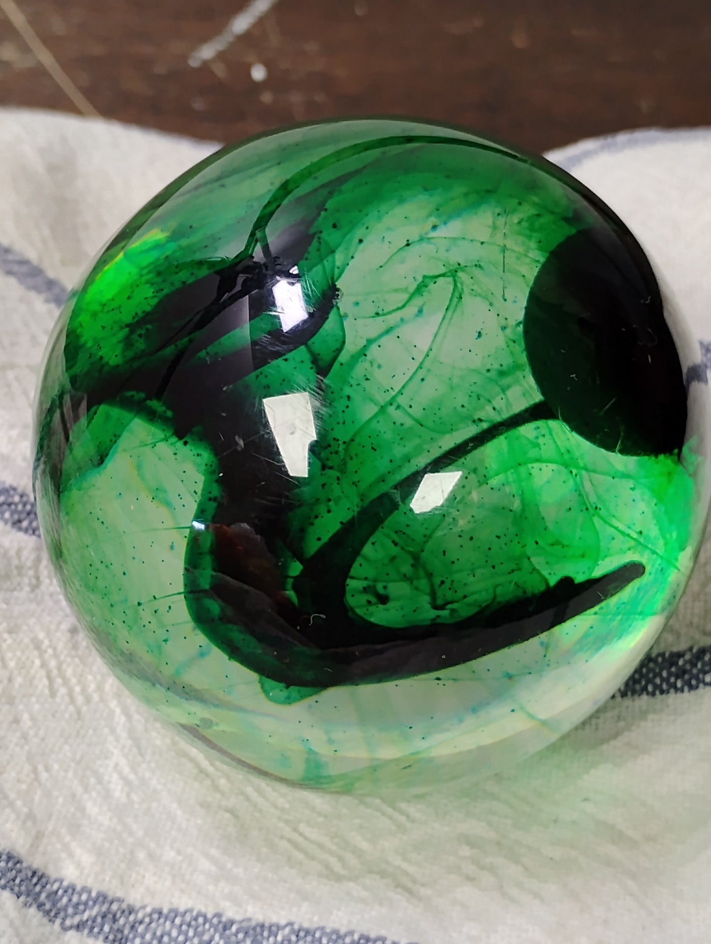 Green Inky Swirl Glass Marble