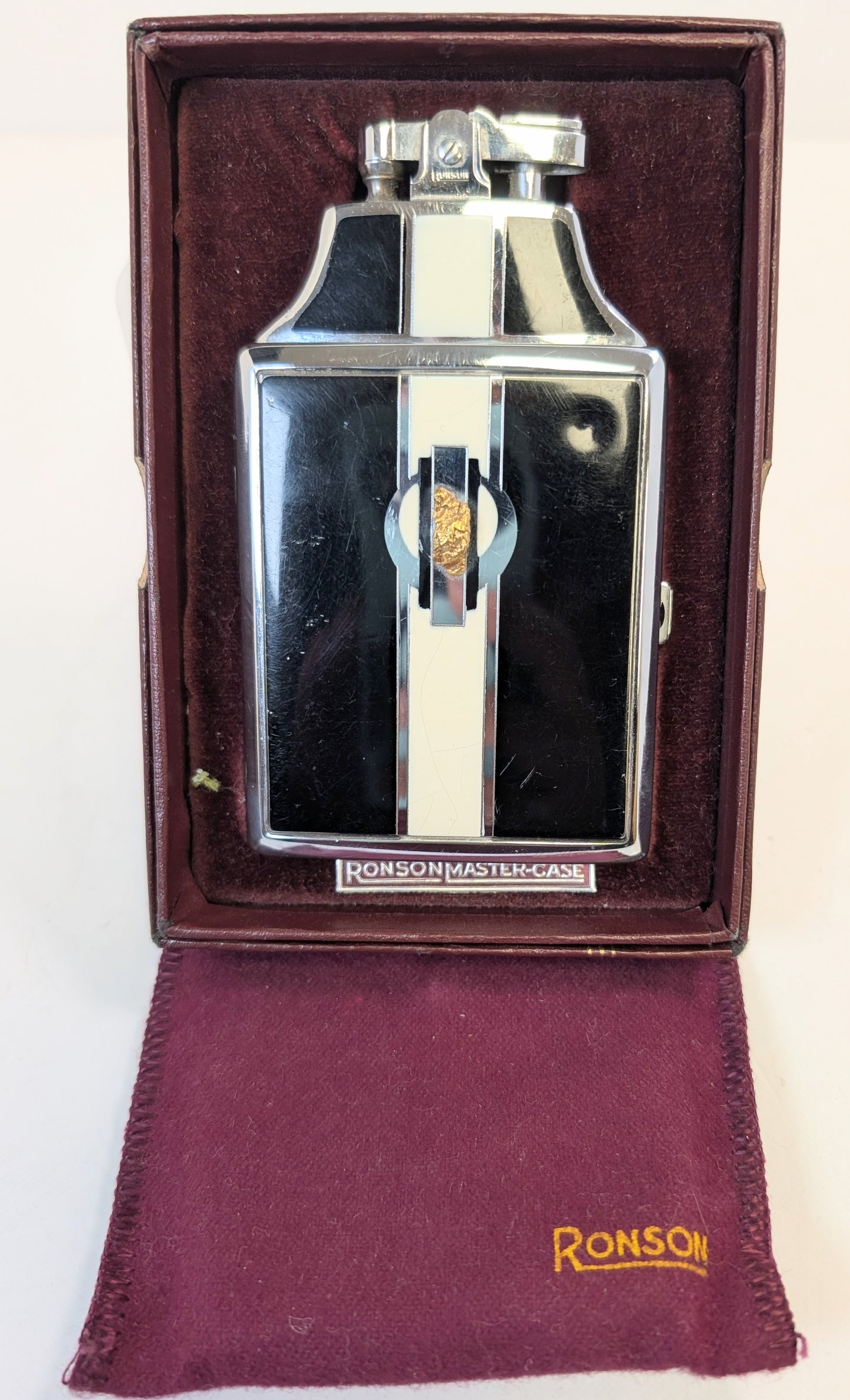 1933 Ronson Master Case enamel silver toned cigarette case and lighter