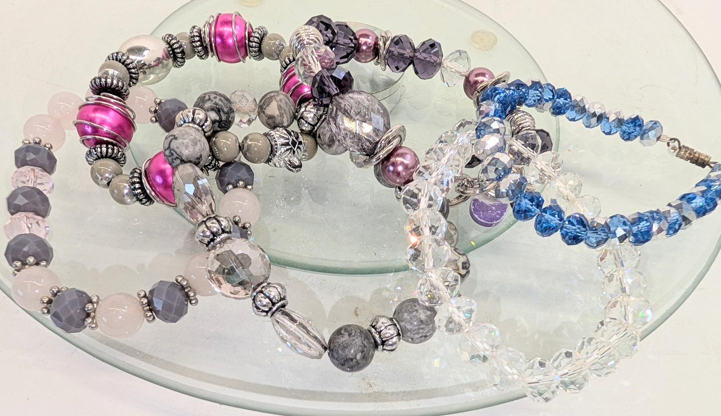 6 variety of beaded bracelets