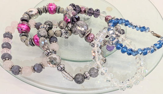 6 variety of beaded bracelets