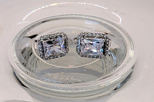 Radiant cut clip-on earrings