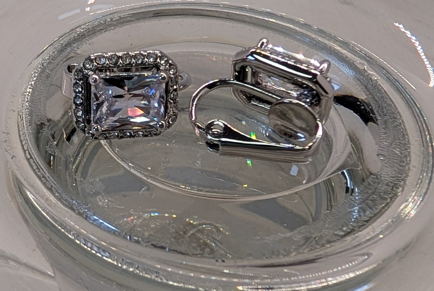 Radiant cut clip-on earrings