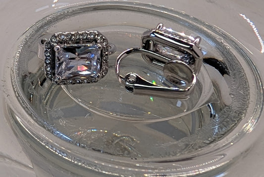 Radiant cut clip-on earrings