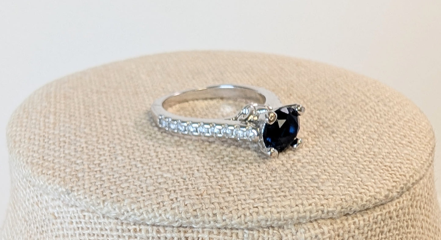Sterling silver vintage sapphire ring