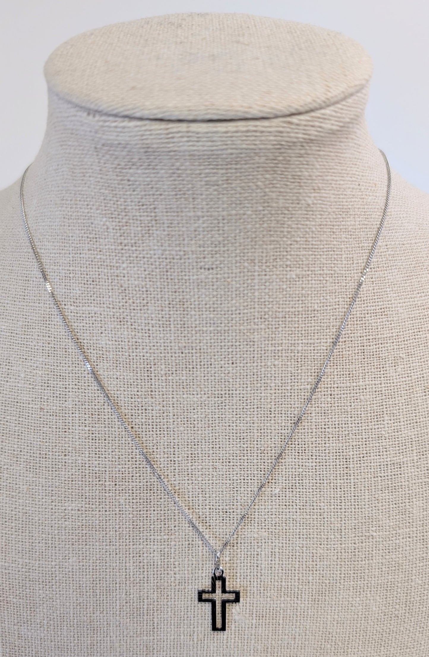 Vintage white gold cross necklace
