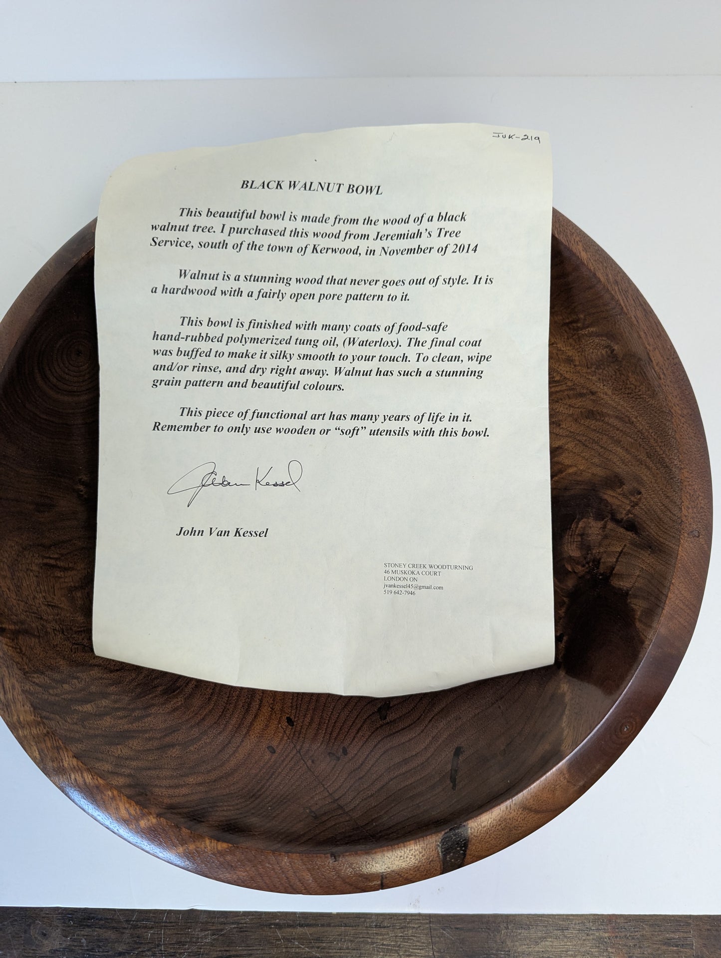 Black Walnut Bowl by John Van Kessel.