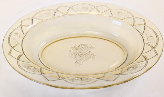 Vintage 1930s yellow depression glass- Rosemary "Dutch Rose" serving bowl