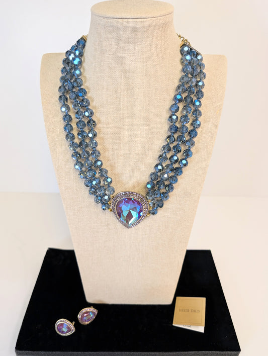 Heidi Daus Crystal Necklace Pierced Earrings Set