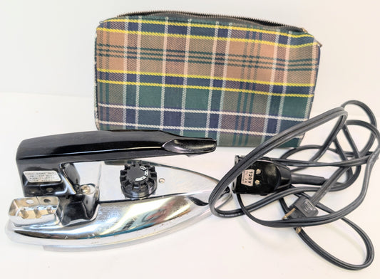 Vintage iron with cord and bag