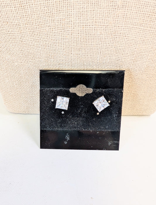 Silver pair rhinestone earrings