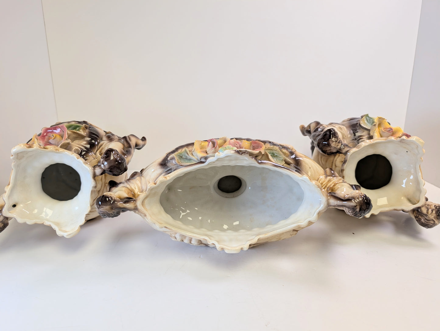 Antique compidimonte porcelain 3 piece set
