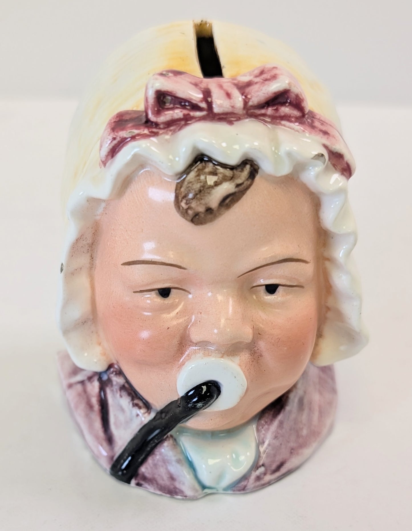 Antique Italian 1743 baby head piggy bank